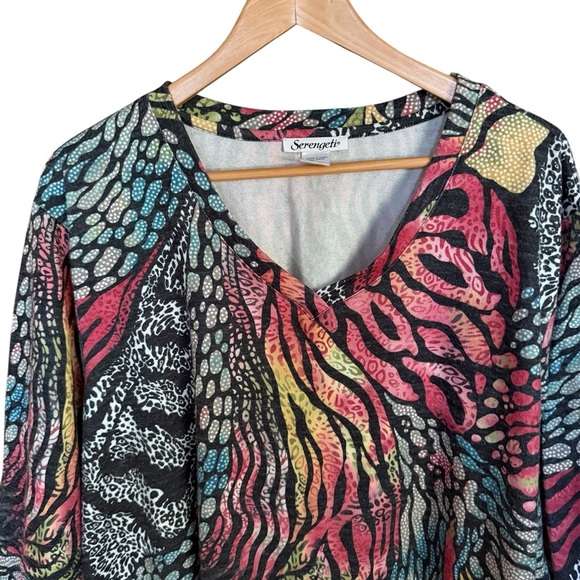 Serengeti Women's V Neck Tropical Nautical Size 3 Tunic Beach Hawaiian vibrant - Picture 3 of 13